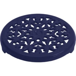 Staub 9" Round Cast Iron Lilly Trivet - Dark Blue