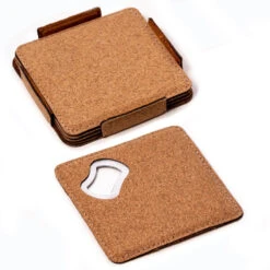Cameron Cork Coasters With Bottle Opener Set Of 4