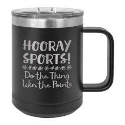 Hooray Sports! Black Double-Walled Insulated Mug And Lid