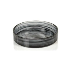Dark Swirl Alabaster Glass Tray Plates Set Of 4