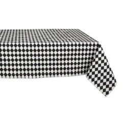 Harlequin Print 60" X 84" Tablecloth - Black And Cream