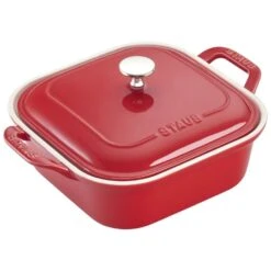 Staub 9" X 9" Square Ceramic Covered Baking Dish - Cherry