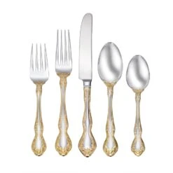 Golden Mandolina 45-Piece Flatware Set, Service For 8