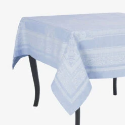 Astra 71" X 124" Tablecloth - Ivory And Light Blue