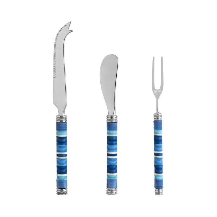 Jubilee Cheese Knife, Spreader And Fork Set - Shades Of Denim