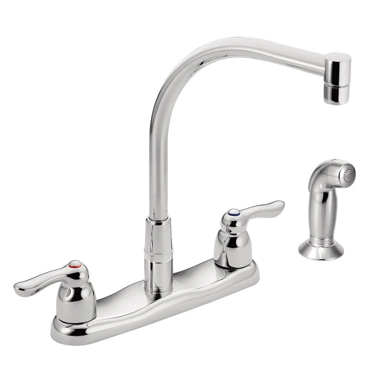 Moen M-Bition Two Handle High Arc Kitchen Faucet With Side Sprayer