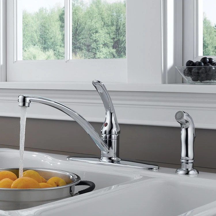 Delta Foundations Single Handle Kitchen Faucet With Escutcheon/Side Sprayer - Image 2