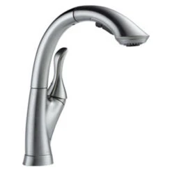 Delta Linden Single Handle High Arc Pull Out Kitchen Faucet With Multi-Flow Technology