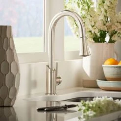 Fresno Single Handle Pull Down Kitchen Faucet With Swivel Spout