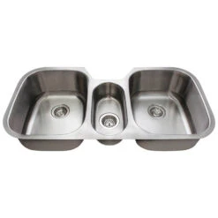 Polaris 42-3/4" Triple Bowl Undermount Stainless Steel Kitchen Sink With Two Holes - OPEN BOX