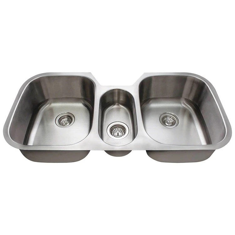 Polaris 42-3/4" Triple Bowl Undermount Stainless Steel Kitchen Sink With Two Holes - OPEN BOX