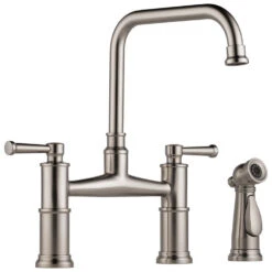 Artesso High Arc Two Handle Widespread Bridge Kitchen Faucet With Sprayer And Lever Handles
