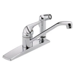 Delta Classic Single Handle Kitchen Faucet With Escutcheon/Integral Sprayer