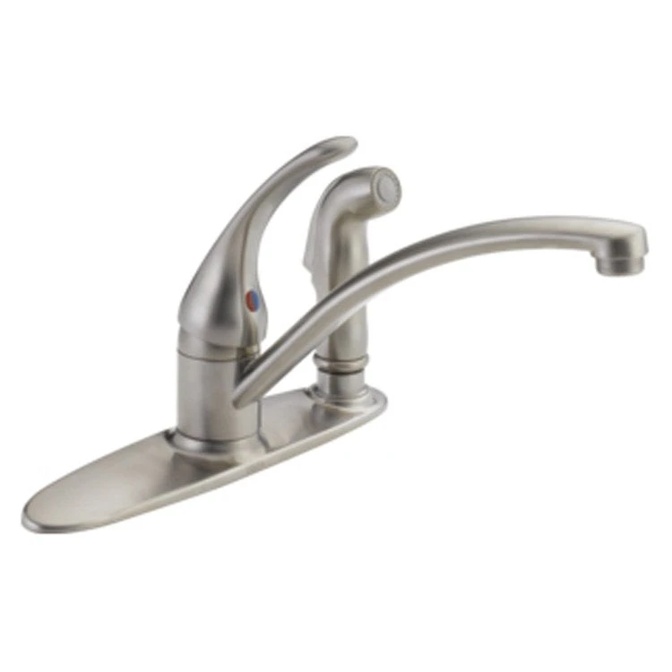 Delta Foundations Single Handle Kitchen Faucet With Escutcheon/Integral Sprayer