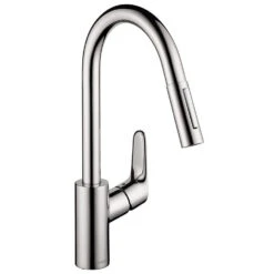 Hansgrohe Focus Single Hole Pull Down Kitchen Faucet With Dual Spray