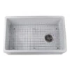 Cape 30" White Fireclay Farmer Sink With Offset Drain/Grid