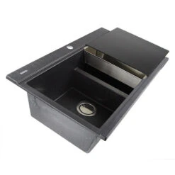 Plymouth 34" Large Double Bowl Drop-In Granite Composite Prep Station Sink