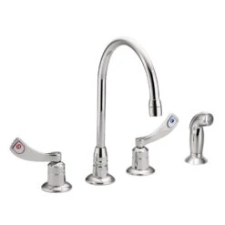 Moen M-Dura Two Handle Widespread Kitchen Faucet With Gooseneck Spout/Sprayer