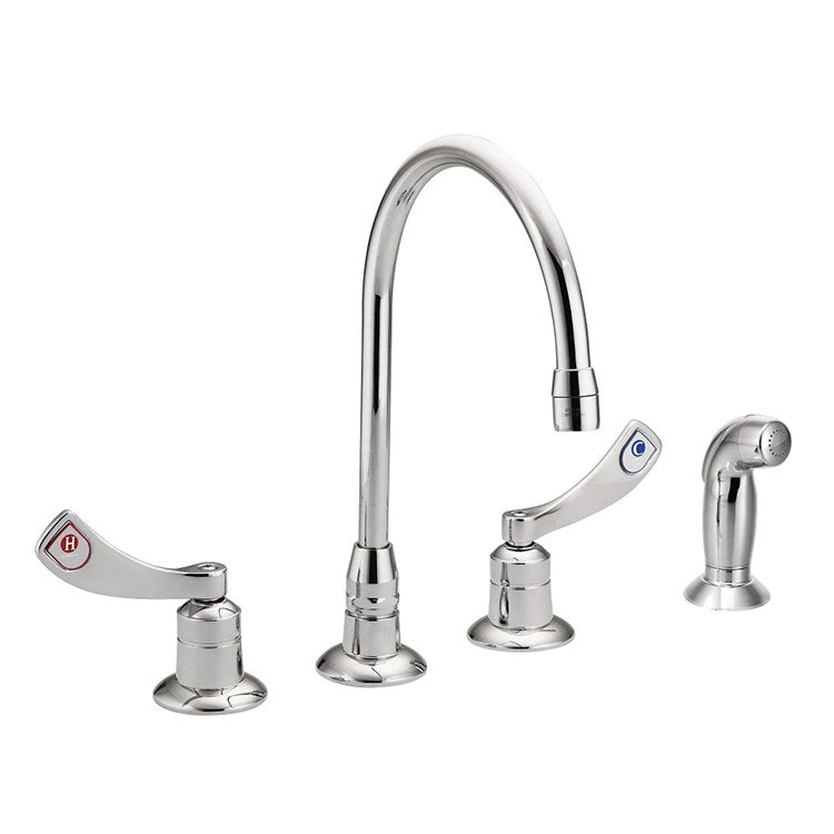 Moen M-Dura Two Handle Widespread Kitchen Faucet With Gooseneck Spout/Sprayer
