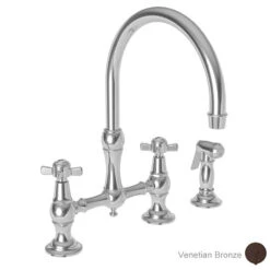Fairfield Two Handle High Arc Kitchen Bridge Faucet With Side Sprayer