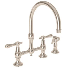 Chesterfield Two Handle High Arc Kitchen Bridge Faucet With Side Sprayer