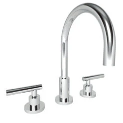 East Linear Two Handle High Arc Widespread Kitchen Faucet Without Sprayer