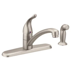 Moen Chateau Single Handle Low-Arc Kitchen Faucet With Side Sprayer