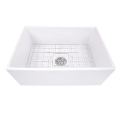 Cape 27" Single Bowl Farmhouse Fireclay Sink With Drain And Grid