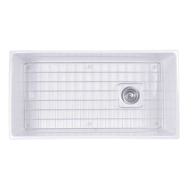 Cape 36" Single Bowl Farmhouse Fireclay Sink With Offset Drain And Grid - Image 3