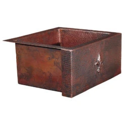 Kahlo Single Bowl Farmhouse Apron Front Hand-Hammered Copper Kitchen Sink