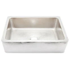 Quiroga Single Bowl Hand-Hammered Stainless Apron Front Kitchen Sink