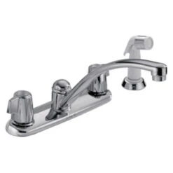 Delta Classic Two Handle Widespread Kitchen Faucet With Blade Handles/Sprayer