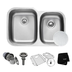Outlast MicroShield 60/40 Double Bowl Scratch-Resist Stainless Steel Undermount Sink