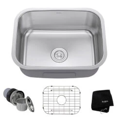 Premier 23" Single Bowl Stainless Steel Undermount Kitchen Sink With NoiseDefend