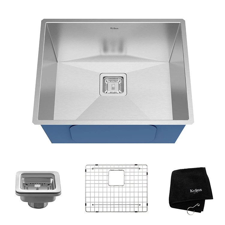 Pax Zero-Radius 22.5" Single Bowl Stainless Steel Undermount Kitchen Sink With NoiseDefend