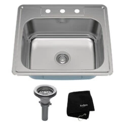 25" Single Bowl Stainless Steel Drop-In Kitchen Sink With NoiseDefend