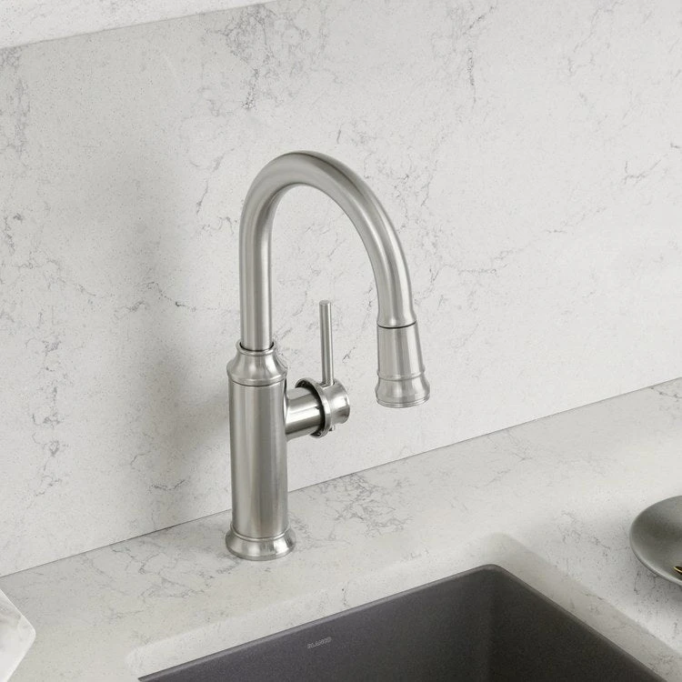 Blanco Empressa Single Handle Pull Down Bar/Prep Faucet - Stainless Steel - Image 3
