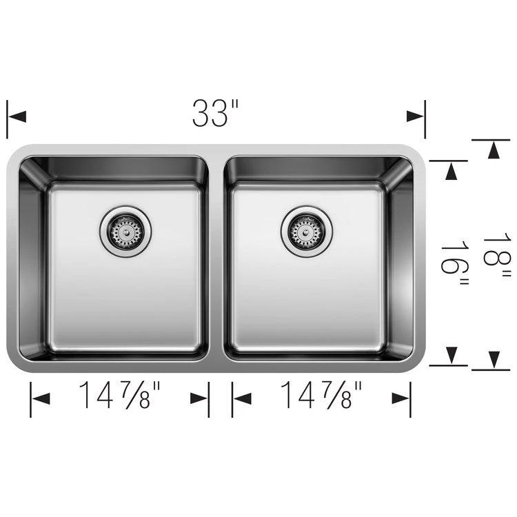 Blanco Formera 33" Equal Double Bowl Stainless Steel Undermount Kitchen Sink - Image 2