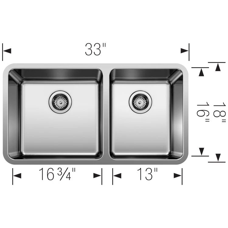 Blanco Formera 33" Offset Double Bowl Stainless Steel Undermount Kitchen Sink - Image 2