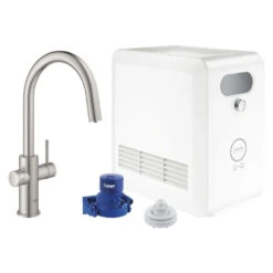 Grohe Blue Single Handle Pull-Down Kitchen Faucet System Starter Kit With Chilled And Sparkling Water