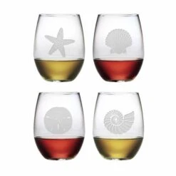 Seashore Assorted 21 Oz Stemless Red Wine Glasses Set Of 4