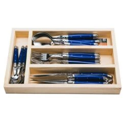 24-Piece Everyday Flatware Set With Blue Handles