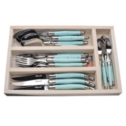 24-Piece Everyday Flatware Set With Turquoise Handles