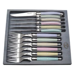 Twelve-Piece Laguiole Set With Pastel Handles