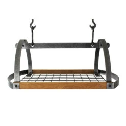 Oval Ceiling Pot Rack With 12 Hooks And Alder Shelf