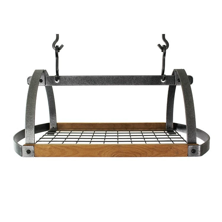 Oval Ceiling Pot Rack With 12 Hooks And Alder Shelf