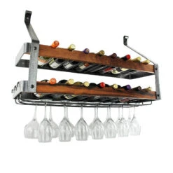 Signature 36" Bookshelf With 16-Bottle Double Wine Rack /Tiger Wood