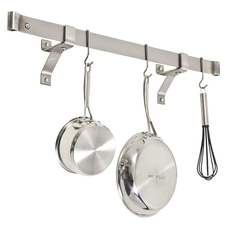 36" Rolled End Bar With 4" Wall Brackets And 6 Hooks - Image 2