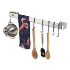 24" Classic Wall Rack Utensil Bar With Six Hooks