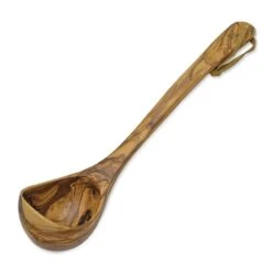 Olive Wood Soup Ladle With Leather Strap